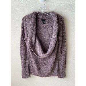BCBG Purple Knit Long Sleeve Cowl Neck Pullover Sw
